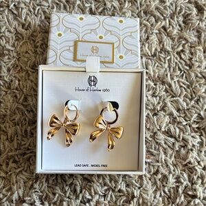 House of Harlow 1960 Gold Bow Hoop Earrings